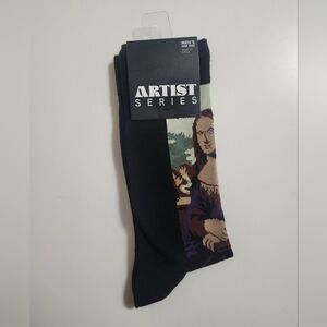 Leonardo Da Vinci "Mona Lisa" Artist Series Funny Novelty Crew Socks - NWT